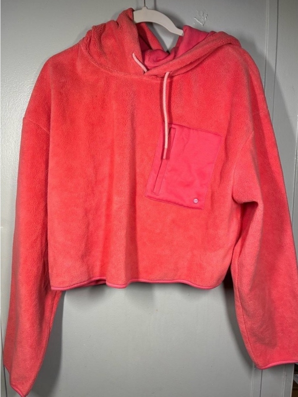UGG Coral Pink Cropped Hooded Fleece Pullover